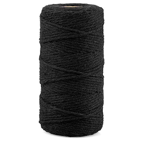 jijAcraft 100M Schwarz Baumwollschnur Schnur, Baumwollschnur 2mm, Bastelschnur Dekokordel ideal für DIY, Geschenkverpacken, Heimarbeiten Basteln und Halloween Dekorieren von jijAcraft