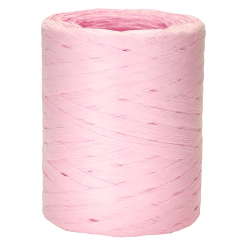 jijAcraft 200m Raffiabast Papierband Rosa, Natur Papier Bänder, Bast Raffia Rosa Papier Packschnur für Geschenkverpackung, Weben, Dekoration und Blumensträußen von jijAcraft