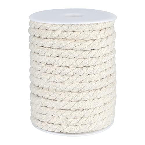 jijAcraft 8MM Makramee Seil,20M Beige Makramee Garn Baumwoll Seil Bastelseilschnur für Wandbehang Pflanzen Kleiderbügel Stricken von jijAcraft