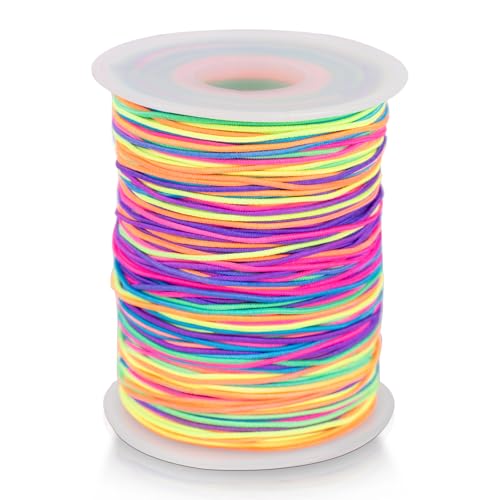 jijAcraft Elastische Faden 1mm x 100 m Perlenschnur Gummiband für Armbänder, Schmuckherstellung Schnur, Gummikordel Regenbogen Stretch Bastelschnur, Farbe Perlen Schnur Nylon Kordel für DIY Schmuck von jijAcraft