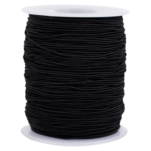 jijAcraft Elastische Faden 1mm x 100 m Perlenschnur Gummiband für Armbänder, Schmuckherstellung Schnur, Gummikordel Schwarz Stretch Bastelschnur, Schwarz Perlen Schnur Nylon Kordel für DIY Schmuck von jijAcraft