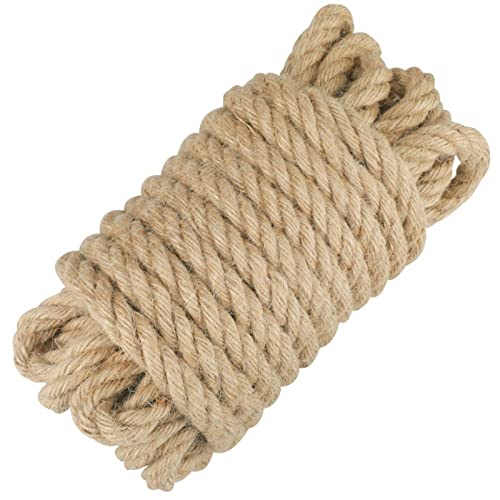 jijAcraft Hanfseil 16mm Dicke Jute Schnur, 10M Natur Juteseil Tau Seil, Garten Jute Tauwerk Handlaufseil Schiffstau Schnur für DIY, Haus Dekoration, Handwerk, Gartenarbeit, Kratzbaum von jijAcraft