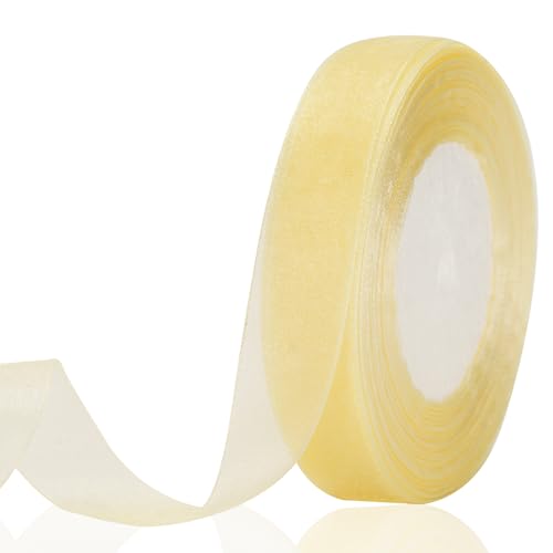 jijAcraft Organzaband Elfenbein, 45M Organza Schleifenband Dekoband, 20mm Transparentes Chiffonband Geschenkband für Kuchen Geschenkverpackung, Hochzeit, Weihnachten, Taufe von jijAcraft