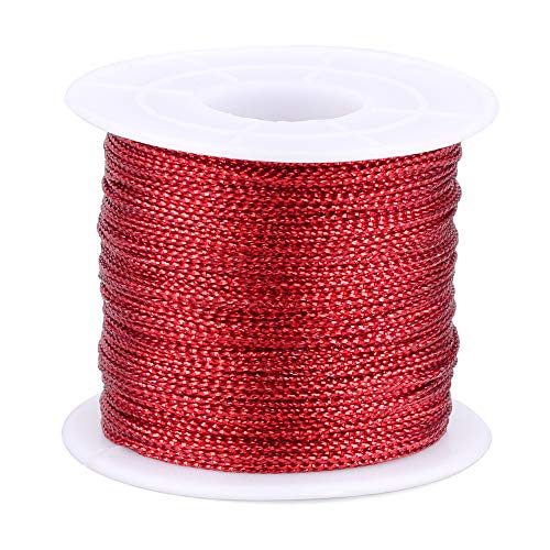 jijAcraft Rot Schnur Metallisch Kordel Metallic Cord 1mm*100M für Basteln, Geschenkverpackung, Weihnachts Dekoration (Rot) von jijAcraft