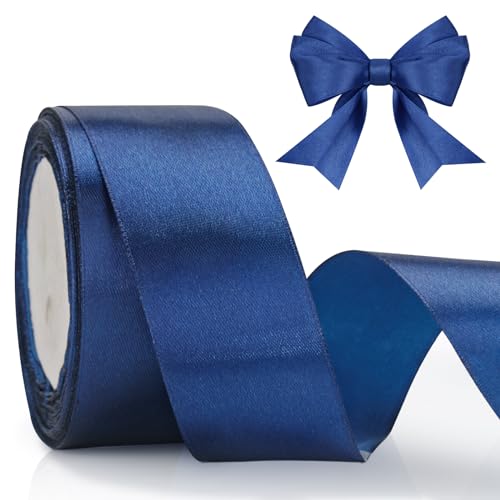 jijAcraft Satinband Blau 40mm Schleifenband Dekoration Hochzeit Weihnachten, 22m Dekoband Blau, Blau Geschenkband Stoffband für Weihnachten, Taufe, Hochzeit, Geschenkverpackung von jijAcraft