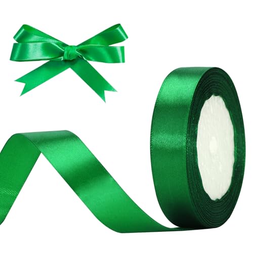 jijAcraft Satinband Grün 20mm Schleifenband Dekoration Hochzeit Weihnachten, 22m Stoffband Grün, Geschenkband Grün Dekoband für Weihnachten, Taufe, Hochzeit, Geschenkverpackung von jijAcraft