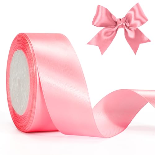 jijAcraft Satinband Rosa 40mm Schleifenband Dekoration Hochzeit Weihnachten, 22m Geschenkband Rosa Dekoband für Weihnachten, Taufe, Hochzeit, Geschenkverpackung von jijAcraft