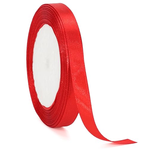 jijAcraft Satinband Rot 10mm Schleifenband Dekoration Hochzeit Weihnachten, 22m Dekoband Rote, Geschenkband Rote Dekoband für Weihnachten, Taufe, Hochzeit, Geschenkverpackung von jijAcraft