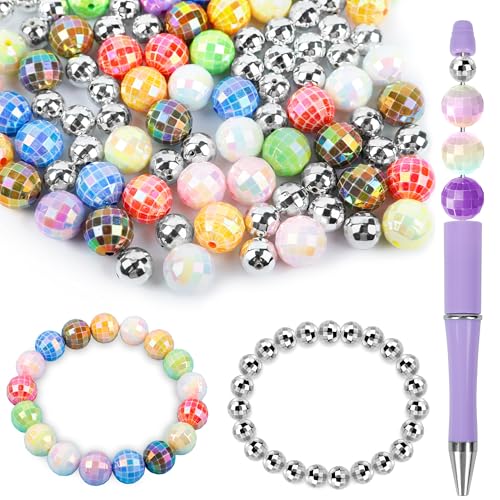 Glitzernde Mini-Discokugel-Perlen, Fokusperlen für Stifte, kleine Spiegelkugel-Perlen, Großpackung für Armbänder, Ohrringe, Schlüsselanhänger, Schmuckherstellung, Discoball-Party-Dekorationen (50 von jinalulu