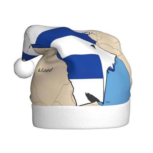 jingong Abstrakte israelische Flagge, Map03-Druck, Weihnachtsmütze, festliche Kopfbedeckung, Winter-Themen-Accessoire, Partyzubehör von jingong