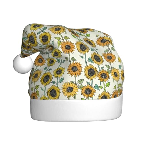 jingong Romantische Sonnenblumen-Aufdruck, Weihnachtsmütze, festliche Kopfbedeckung, Winter-Accessoire, Partyzubehör von jingong