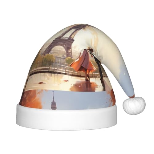 jingong Turm Eiffel Paris Pärchen Druck Weihnachtsmütze, geeignet für Männer und Frauen Weihnachten Neujahr Urlaub Party Supplies von jingong