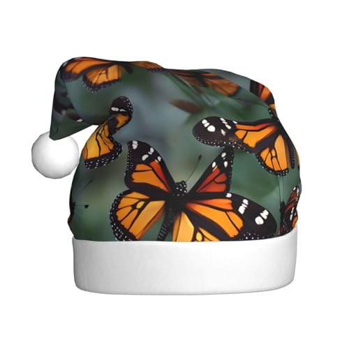 jingong Weihnachtsmützen mit Monarch-Schmetterling-Aufdruck, festliche Kopfbedeckung, Winter-Accessoire, Partyzubehör von jingong