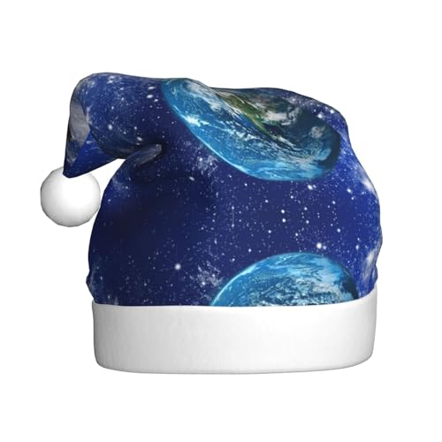 jingong Weihnachtsmützen mit Planeten-Galaxie-Druck, festliche Kopfbedeckung, Winter-Accessoire, Partyzubehör von jingong