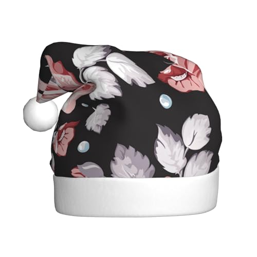 jingong Weihnachtsmützen mit rosa Blumen (2), festliche Kopfbedeckung, Winter-Accessoire, Partyzubehör von jingong