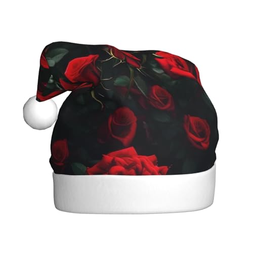 jingong Weihnachtsmützen mit vielen roten Rosen, festliche Kopfbedeckung, Winter-Accessoire, Partyzubehör von jingong