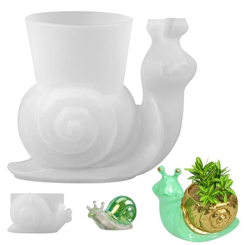 Blumentopf Silikonform, Resin Formen, Schnecke Gießformen für Beton Schnecke Blumentopf Epoxidharz Sukkulente Kaktus Silikonform Zement-Ton-Gussformen Für Seifenkerzenharz 2 Stück von jinminamz