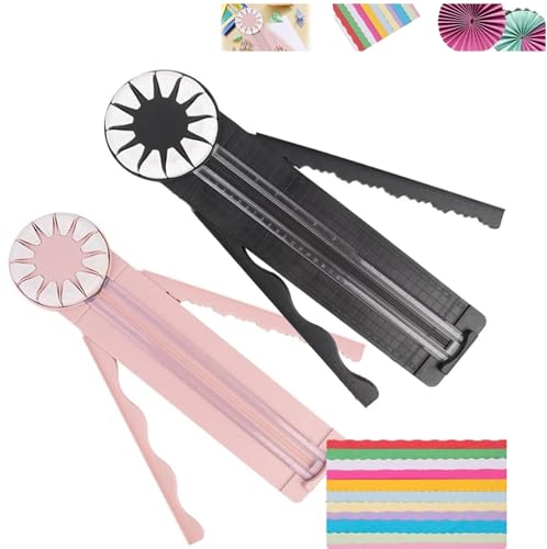 Kantenschneider für Papierbasteln, 12 Formen in 1, gewellter Papierschneider, multifunktionaler Kantenschneider für Papier mit Maßangaben für Scrapbooking, Fotokarten, Geschenkverpackungen, Pink(2pcs) von jinzha