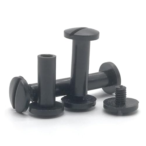 100 Stück 5,5 * L Nylon POM weiß oder schwarz Buchschraube Kunststoff Kontobuchschrauben männlich weiblich Andockmutter Bindung Schnappnietschrauben(Black,18MM_5.5MM) von jiuxinyun