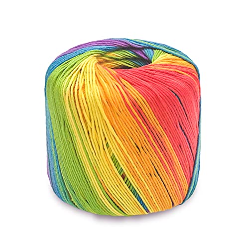 jiuzcare Häkeln Garn 133M 100% Baumwoll Buntes Häkelgarn Baumwolle Sockenwolle Rainbow Yarn Baumwollfaden Sticken Farbverlauf Baumwollfaden Handstrickgarn Mehrfarbiges Baumwollstrickgarn [41# Rainbow] von jiuzcare