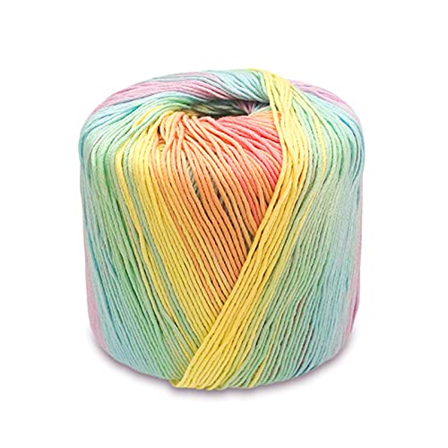 jiuzcare Häkeln Garn 133M 100% Baumwoll Buntes Häkelgarn Baumwolle Sockenwolle Rainbow Yarn Baumwollfaden Sticken Farbverlauf Baumwollfaden Handstrickgarn Mehrfarbiges Baumwollstrickgarn [42# Colran] von jiuzcare