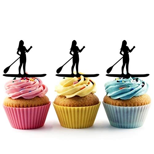 Innovedesire Stand Up Paddle Board Girl Kuchenaufsätze Hochzeit Geburtsta Acryl Dekor Cupcake Kuchen Topper Stand für Kuchen Party Dekoration 10 Stück von jjphonecase