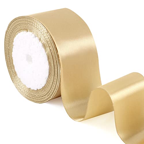 Geschenkband Gold, 5 cm x 22 m Satinband Gold Geschenkband Breit Dekoband Schleifenband für Weihnachten Hochzeit Valentinstag Geschenkverpackung Bastelarbeiten von jjshund