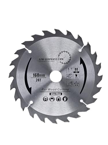 jjw-germany HM - Kreissägeblatt 160 x 2,6 x 20 Z= 24 WZ, kompatibel mit Festool, Mafell, Industriequalität nach DIN EN 847-1 von jjw-germany