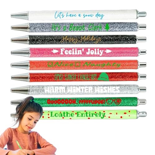 jlceh Lebendige passive ausgefallene Kugelschreiber, Weihnachtsstifte Glitzer Lustige Kugelschreiber, Fancy Pen Weihnachten Themed Niedliche Stifte Sparkly Glitter Stifte für Lehrer Schreiben Business von jlceh