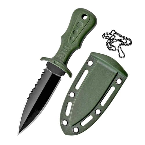 joa Outdoor feststehende Gerade Festes messer gezahnt kleine stahl Jagdmesser scharf camping gegen messer grün Gürtelmesser survival multitool edc neck knife messer mit Scheide von joa