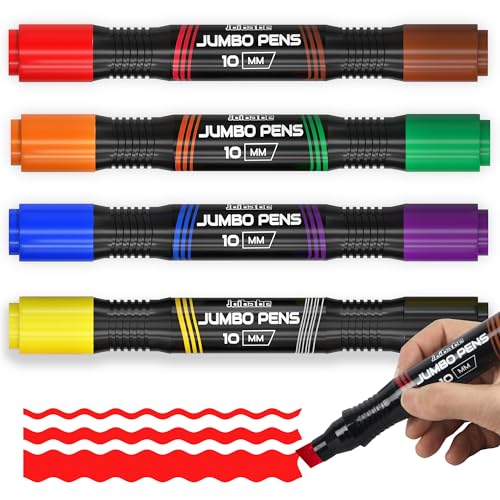 joibabe Permanent marker pens, Marker stifte, Filzstifte Twin-Markers- 4 Stück/8 Farben - Dicke spitze Keilspitze 2-10 mm - Für Malerei, Graffiti, Markieren - Geeignet für Karton, Plastik, Holz, Glas von joibabe