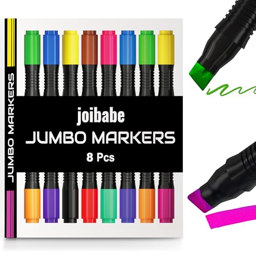 joibabe jumbo permanent marker set-16 farben-8stifte-meisselspitze 2-10mm-für karton, kunststoff, holz, metall, glas-für breite Markierungen von joibabe