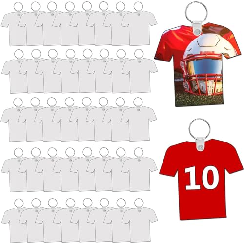 jojnsha 40 Stück Fiberboard Thermosublimation Helm Shirt Schlüsselanhänger Thermotransfer-Anhänger mit Knöpfen von jojnsha