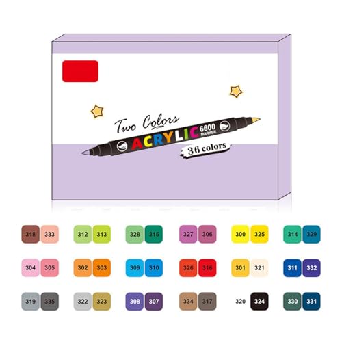 jojobasec Acryl-Marker, 36 Farben, langlebig, schnell trocknend, für Kritzeleien, Bücher, Scrapbooking, Kartenherstellung von jojobasec