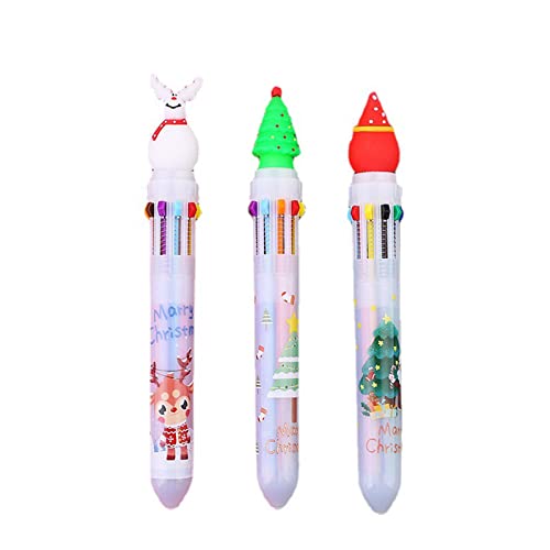 jojobasec Mehrfarbige Weihnachts-Kugelschreiber, 0,5 mm, einziehbar, Schreibwaren für Büro, Schule, Studenten, Geschenk, Strumpffüller, 5 Stück von jojobasec