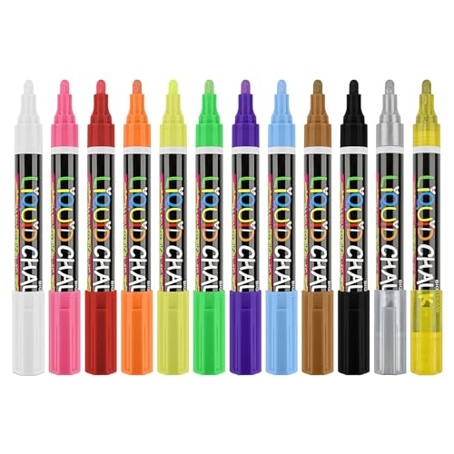 jojobasec Wboard-Marker, radierbar, bunt, Kreidetafel-Stifte für Schule, Büro, Wboard, Kreidetafel, 12 Farben von jojobasec