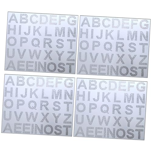 jojofuny 1 Satz 1Set Alphabet Aufkleber Strass Sticker Selbstklebende Sticker Strass Diamant Buchstaben Aufkleber Diamant Dekorationen Nagel Sticker Zarte Strass Buchstaben Weiß 4 Blatt von jojofuny