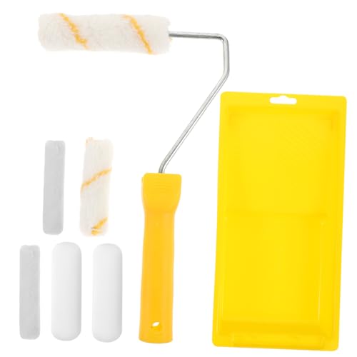 jojofuny 1 Satz Walzenbürsten-Set handhaben Liner für Farbwannen kleine Farbroller tapetenkleister painting zubehör Farbroller zum Streichen von Wänden Farbroller 4 Zoll Plastik Yellow von jojofuny