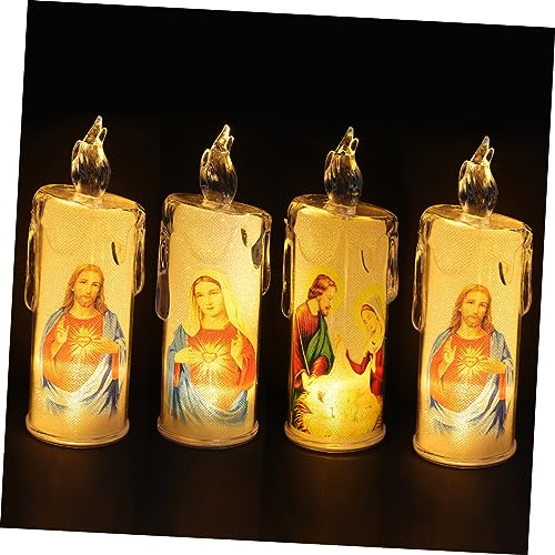 jojofuny 1 Set Katholisches Kerzenlicht Jesus Stumpenkerze Jesus Kerze Heilige Familie Künstliche Kerzen Flackernde Dekorative LED Kerze Weihnachtsdekoration Kerzenlampen Pp von jojofuny