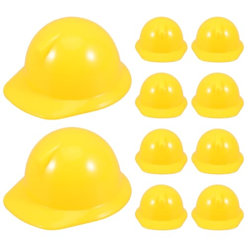 jojofuny 10 Stück Miniatur bauhut Bauhelm Puppen Hut Kinder Spielzeug Helm Schutzhelm Weinflasche Abdeckung Stopper Flaschen Mützen Jungen Baustellenhelm Flaschendeko von jojofuny