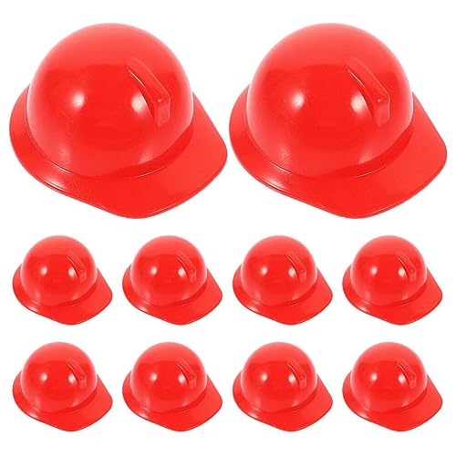 jojofuny 10 Stück Miniatur bauhut Bauhelm Puppen Hut Kinder Spielzeug Helm Schutzhelm Weinflasche Abdeckung Stopper Flaschen Mützen Jungen Mädchen Baustellenhelm Flaschendeko von jojofuny