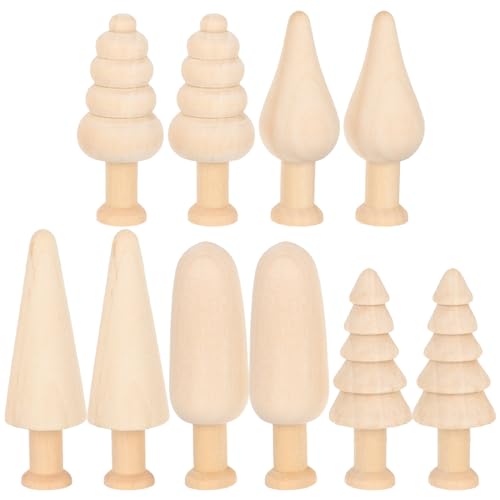 jojofuny 10 Stücke Holzbaum Figur zum Bemalen Holzpuppen DIY Holzkegel Figuren Figurenkegel Spielfigur Basteln Malerei Spielzeug für Handwerk Handarbeit Kinder Geschenkset von jojofuny