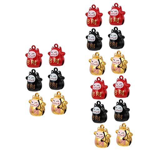 jojofuny 18 Stück Caidharma-Glocke Katzenfigur Mini-Glöckchen Winkende Katze Schlüsselanhänger Katzen-Dekor Babyglocke Hängende Dekoration Feng-Shui-Anhänger Mini-Glocken von jojofuny