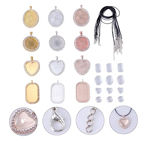 jojofuny 1Satz DIY Schmuckherstellung Cabochon Tray mit Alu Anhängerablage und Lederbändern für Projekte und Persönliche Accessoires jojofuny 1Satz DIY Schmuckherstellung Cabochon Tray mit Alu Anhängerablage und Lederbändern für Projekte und Persönliche Accessoires von jojofuny