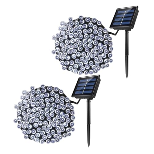 jojofuny 2 Sätze LED-Lichterkette Solarlaternen im Freien Wasserdicht Netz Solar- Pavillon lichtsensor sensor light LED solar lichterkette LED-Solarleuchten für die Terrasse Abs Weiß von jojofuny