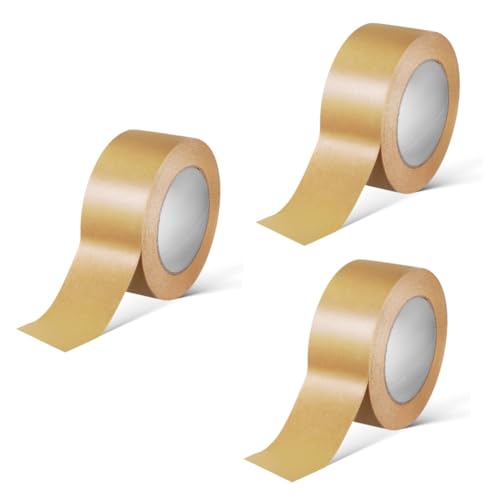 jojofuny 3 Rollen Klebeband Aus Kraftpapier Braunes Packband Kartonverschlussband Hochleistungsklebeband Zum Verpacken Versandklebeband Verpackungs Band Versandband Für Pakete Kraftband von jojofuny