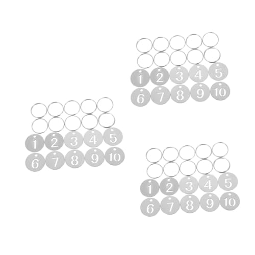 jojofuny 3 Sätze Nummernschild Runde Nummerntags Leichte Nummerntags Nummerierte Etiketten Nummerierte Schlüsselanhänger Etiketten Aus Edelstahl Rostfreier Stahl Silver 10 Stück * 3 von jojofuny