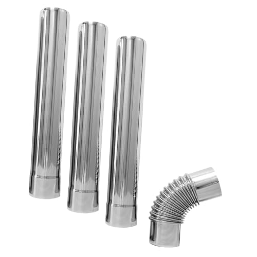 jojofuny 3 Stk edelstahlrohr edelstahrohr auspuffrohr smoke tubes exhaust pipe Kanister entlüften Kamin Rohrwinkel 90°-Adapter Schornsteinrohr aus Metall Rostfreier Stahl Silver von jojofuny