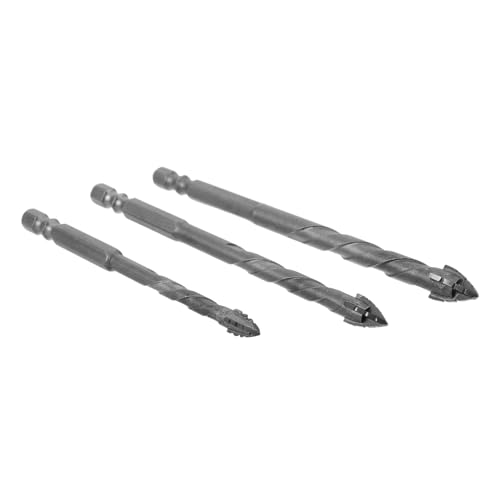 jojofuny 3-Teiliges Set schlagbohrer mehrzweckbohrer Metallbohrer-Set Betonbohrer für Bohrer Fliesenbohrer Bohrer zum Bohren von Wänden Bit zum Bohren Bohrkopf Wolframstahllegierung Silver von jojofuny