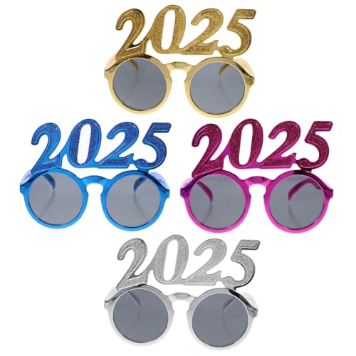 jojofuny 4 Stück 2025 Kunststoffbrillen Frohes Neues Jahr Brille Abschlussfeier 2025 Party Für -Requisiten von jojofuny